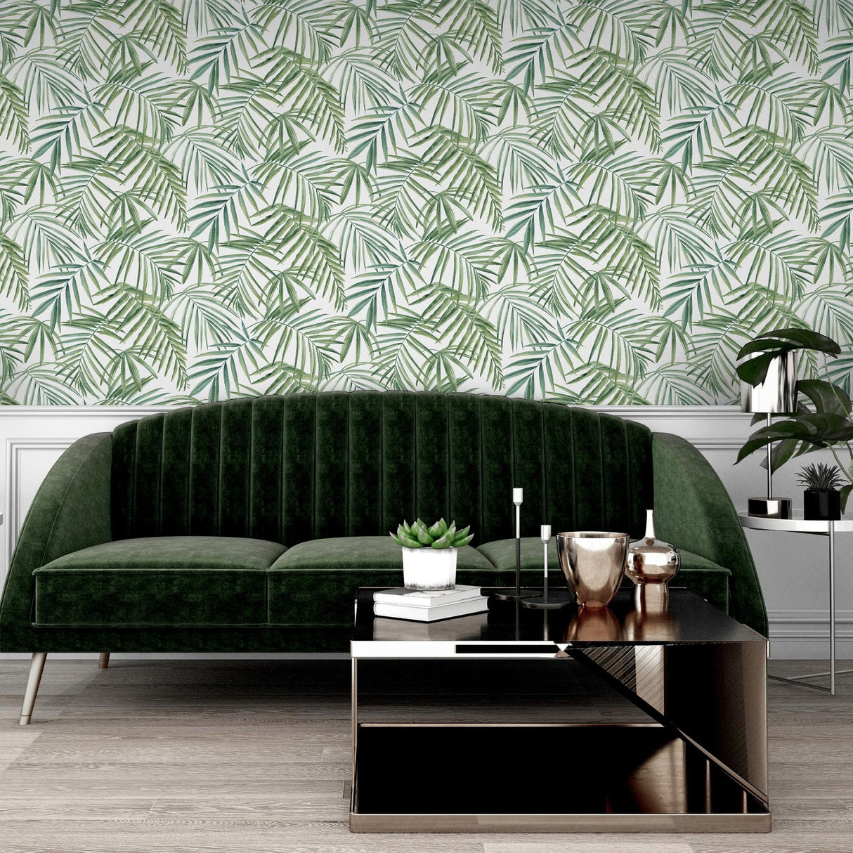 York Juan Green Palm Leaves Wallpaper