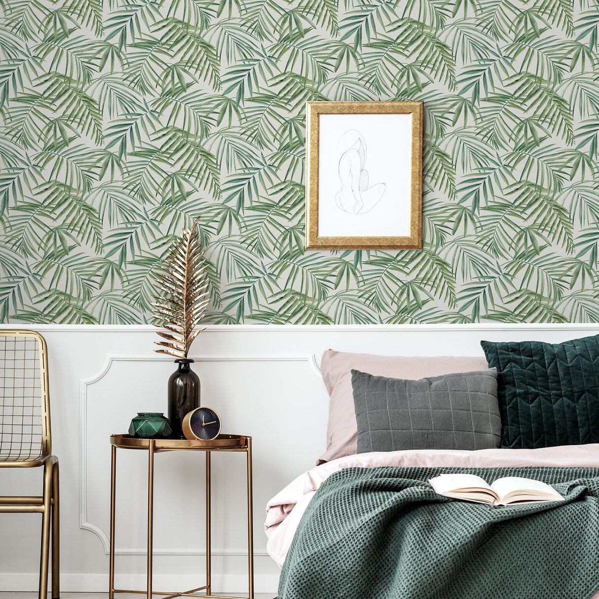 York Juan Green Palm Leaves Wallpaper
