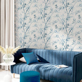 York Moriko Blue Bamboo Wallpaper