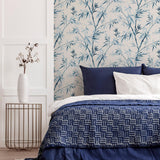 York Moriko Blue Bamboo Wallpaper
