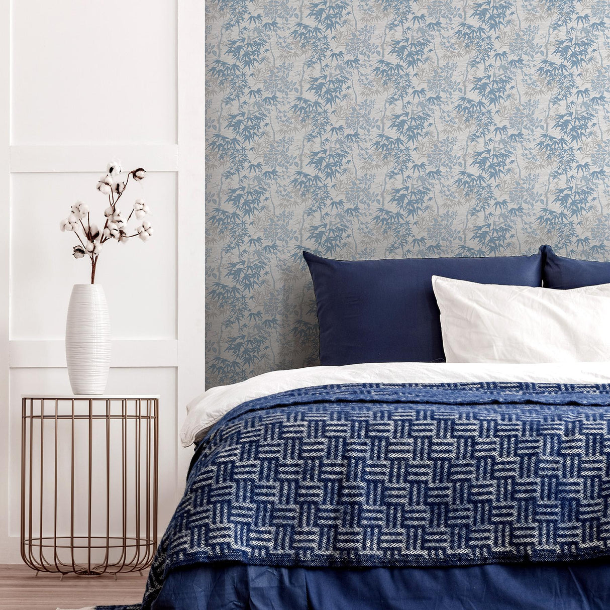 York Elinore Blue Bamboo Trail Wallpaper