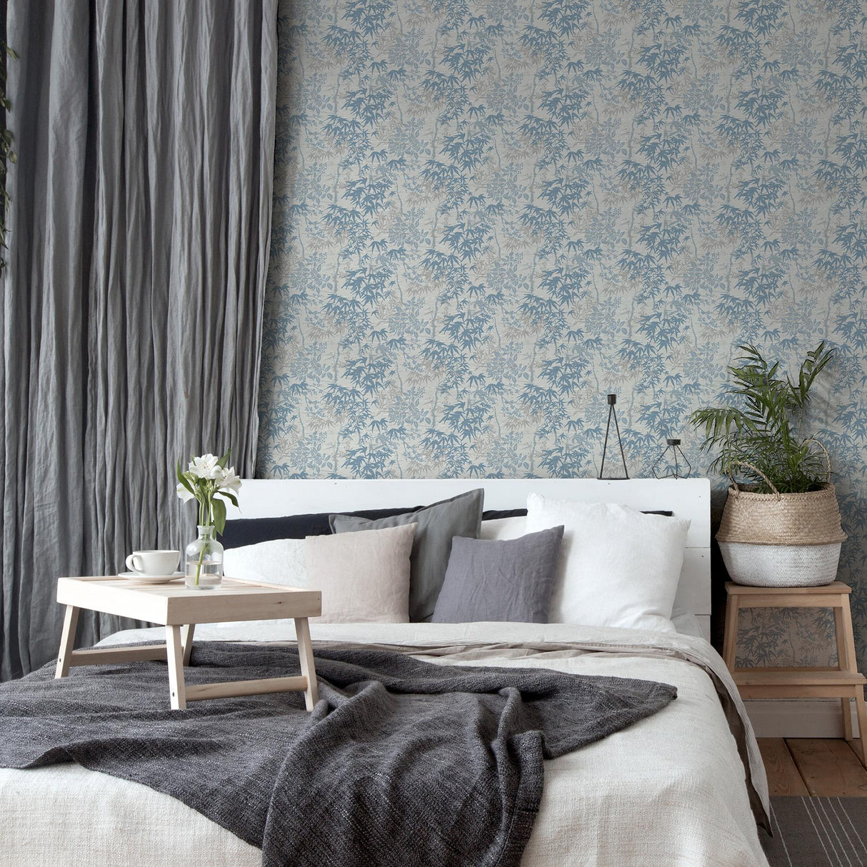 York Elinore Blue Bamboo Trail Wallpaper