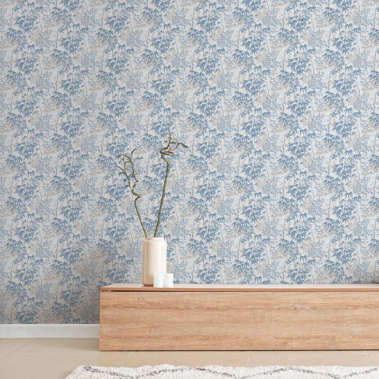 York Elinore Blue Bamboo Trail Wallpaper