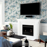 York Suzume Teal Birds and Blooms Wallpaper