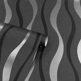 York Tazz Black Ribbons Wallpaper