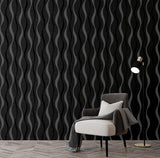 York Tazz Black Ribbons Wallpaper