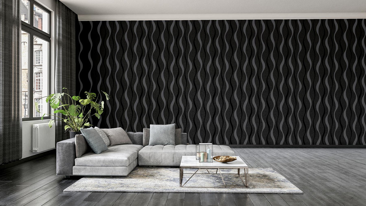 York Tazz Black Ribbons Wallpaper