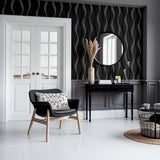 York Tazz Black Ribbons Wallpaper