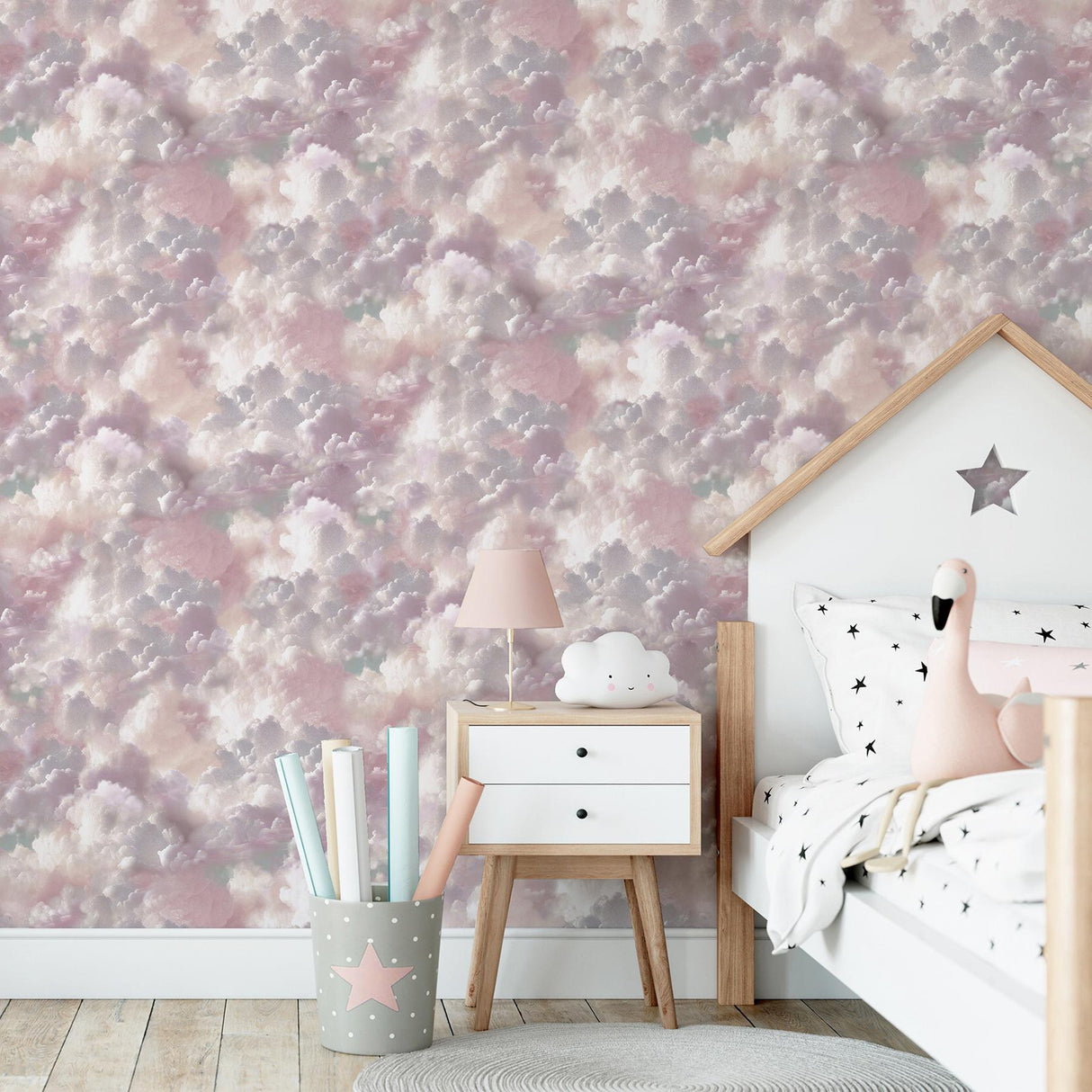 York Merryweather Violet Cloudy Skies Wallpaper