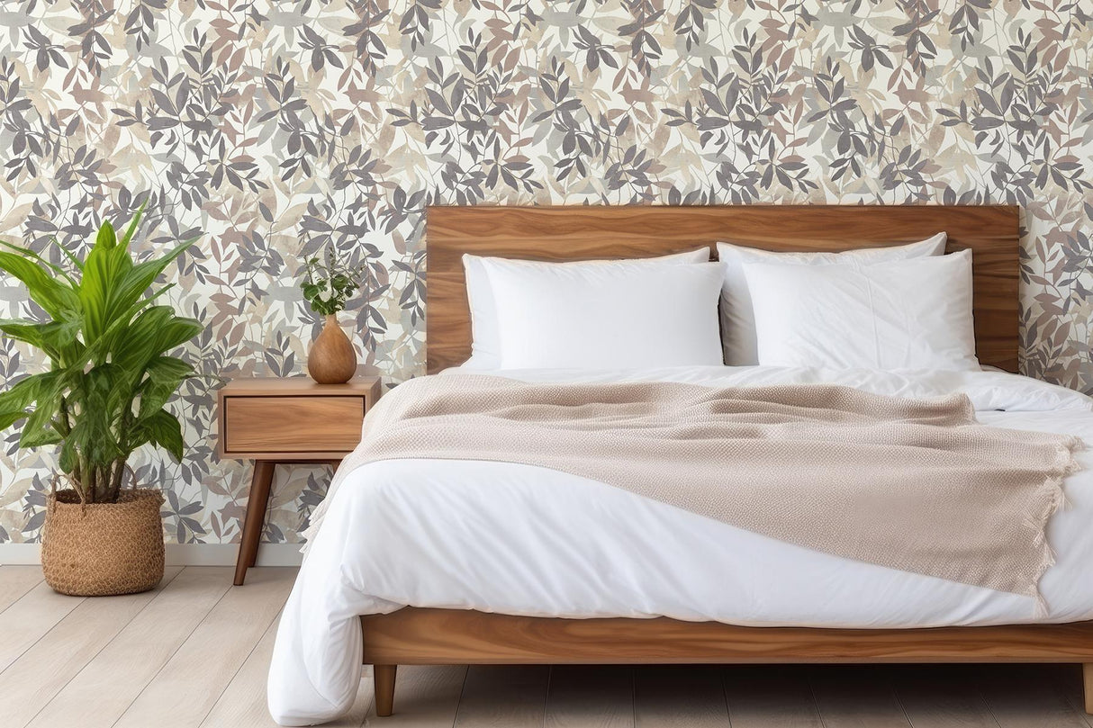 York Georgianna Neutral Botanical Leaves Wallpaper