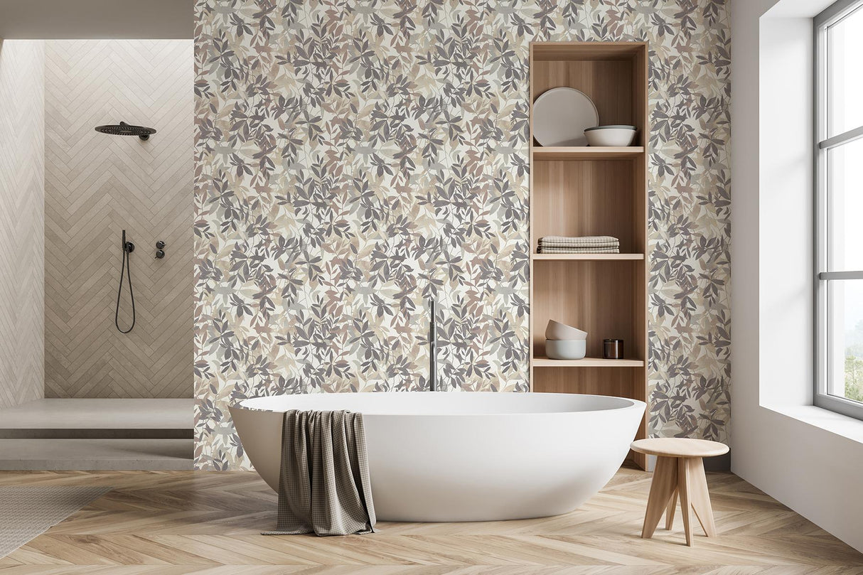 York Georgianna Neutral Botanical Leaves Wallpaper