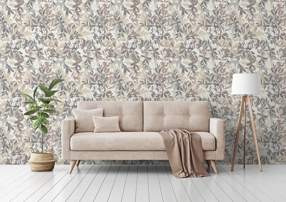York Georgianna Neutral Botanical Leaves Wallpaper