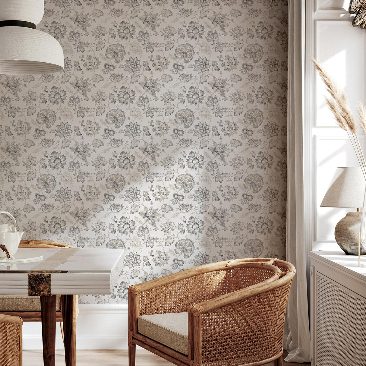 York Prudie Denim Jacobean Trail Wallpaper