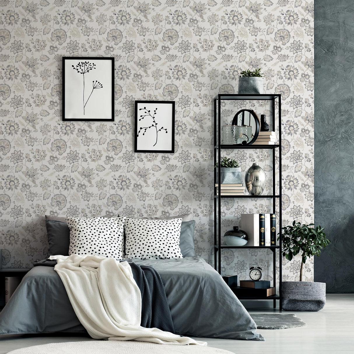 York Prudie Denim Jacobean Trail Wallpaper
