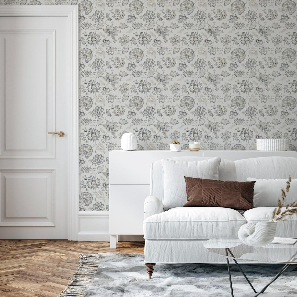 York Prudie Denim Jacobean Trail Wallpaper