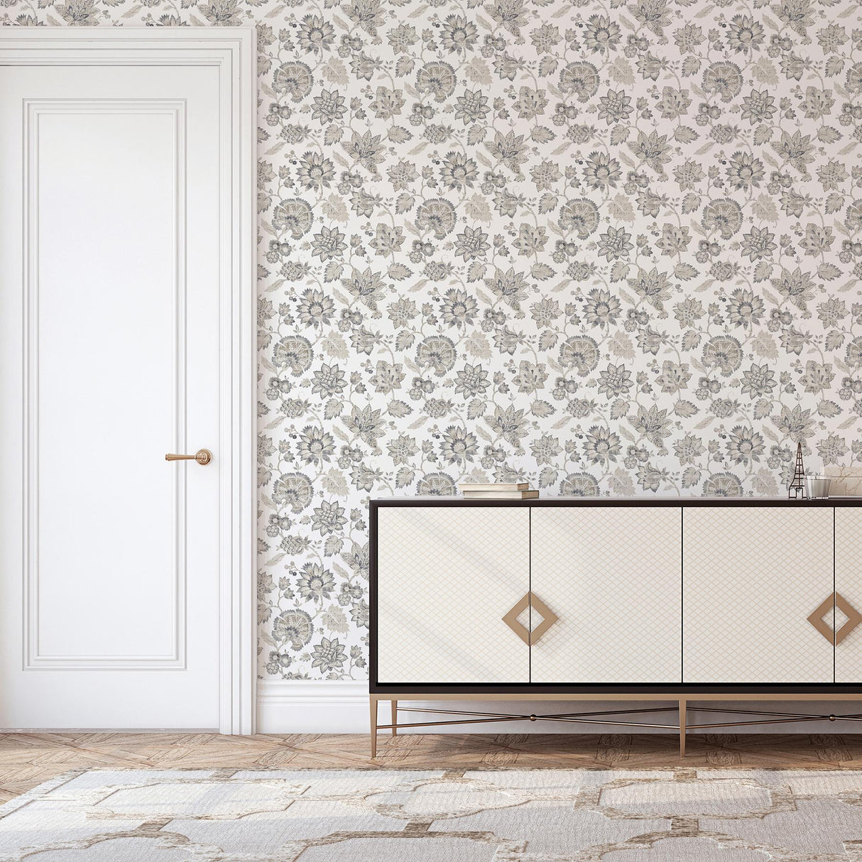 York Prudie Denim Jacobean Trail Wallpaper