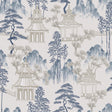 York Akio Blue Pagoda Wallpaper