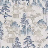 York Akio Blue Pagoda Wallpaper