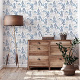 York Akio Blue Pagoda Wallpaper