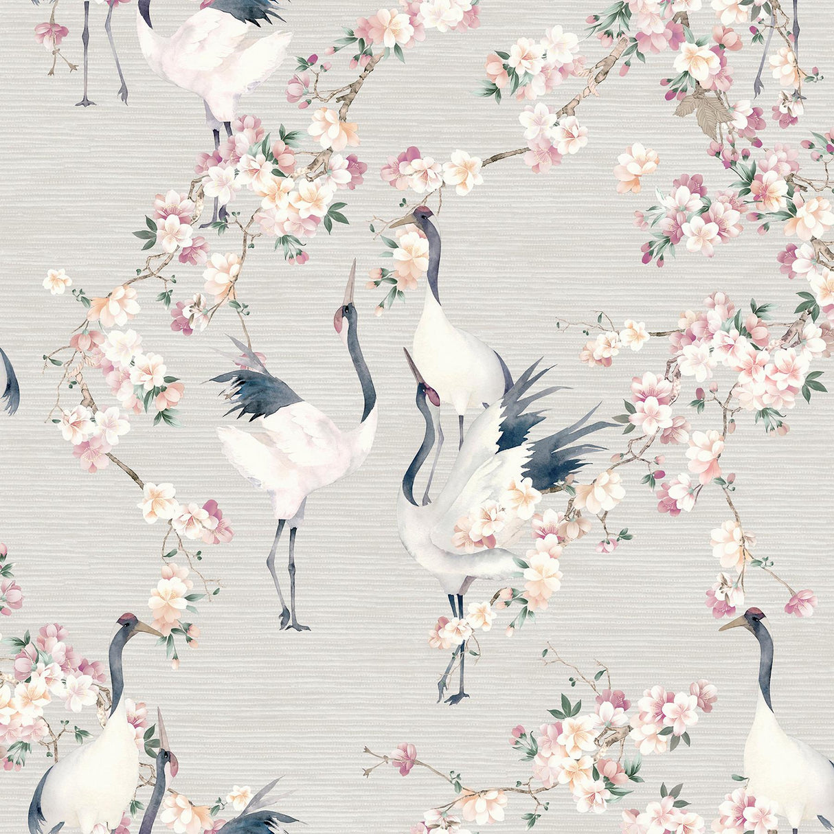 York Harumi Light Grey Blossom Wallpaper