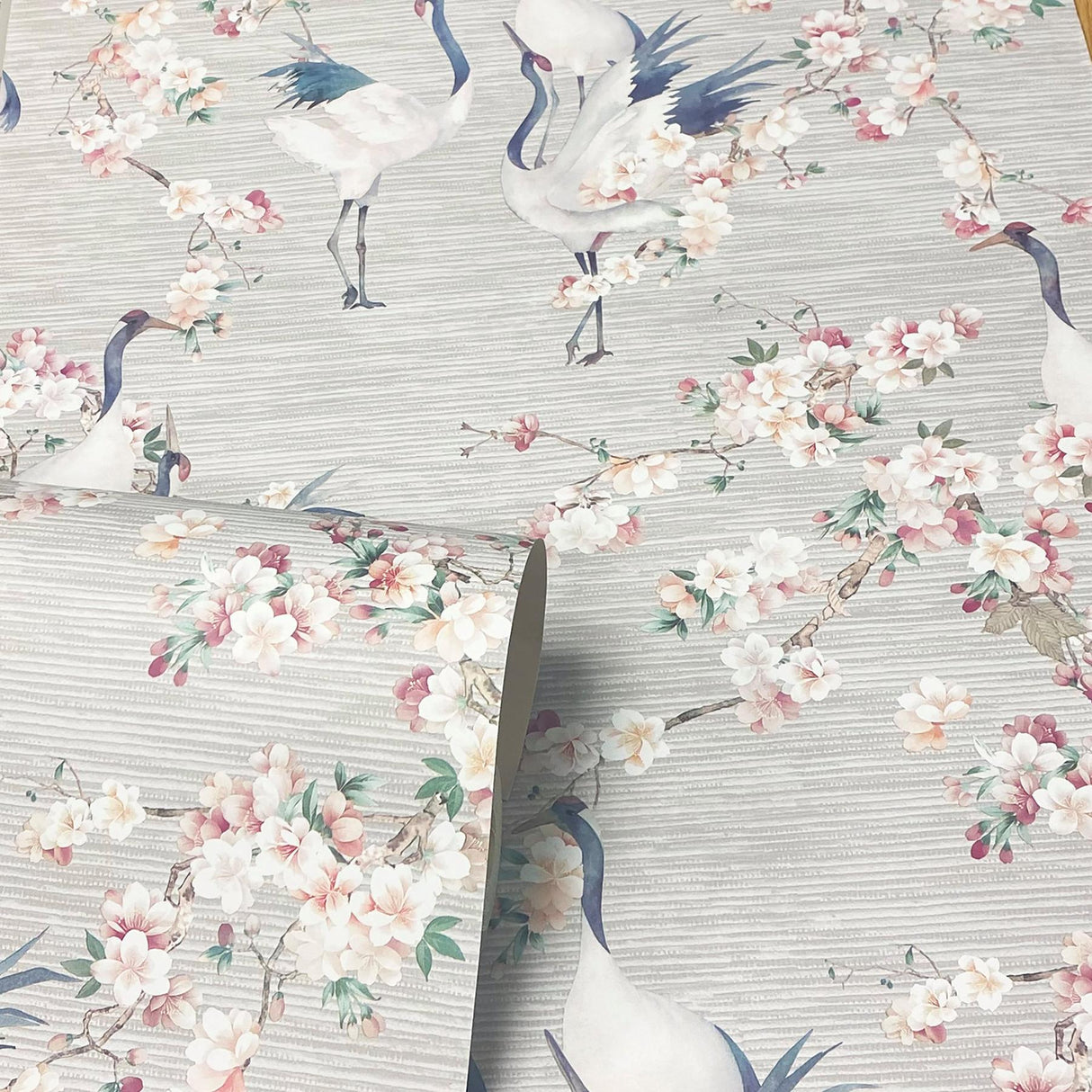 York Harumi Light Grey Blossom Wallpaper