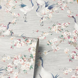 York Harumi Light Grey Blossom Wallpaper
