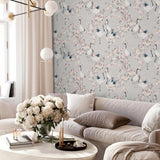 York Harumi Light Grey Blossom Wallpaper