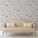 York Harumi Light Grey Blossom Wallpaper