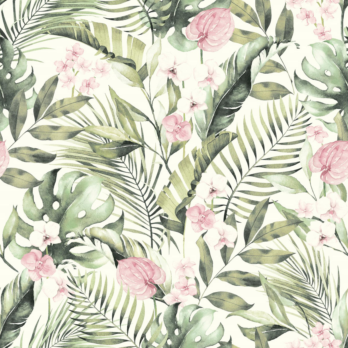York Harrietta Green Tropical Floral Wallpaper