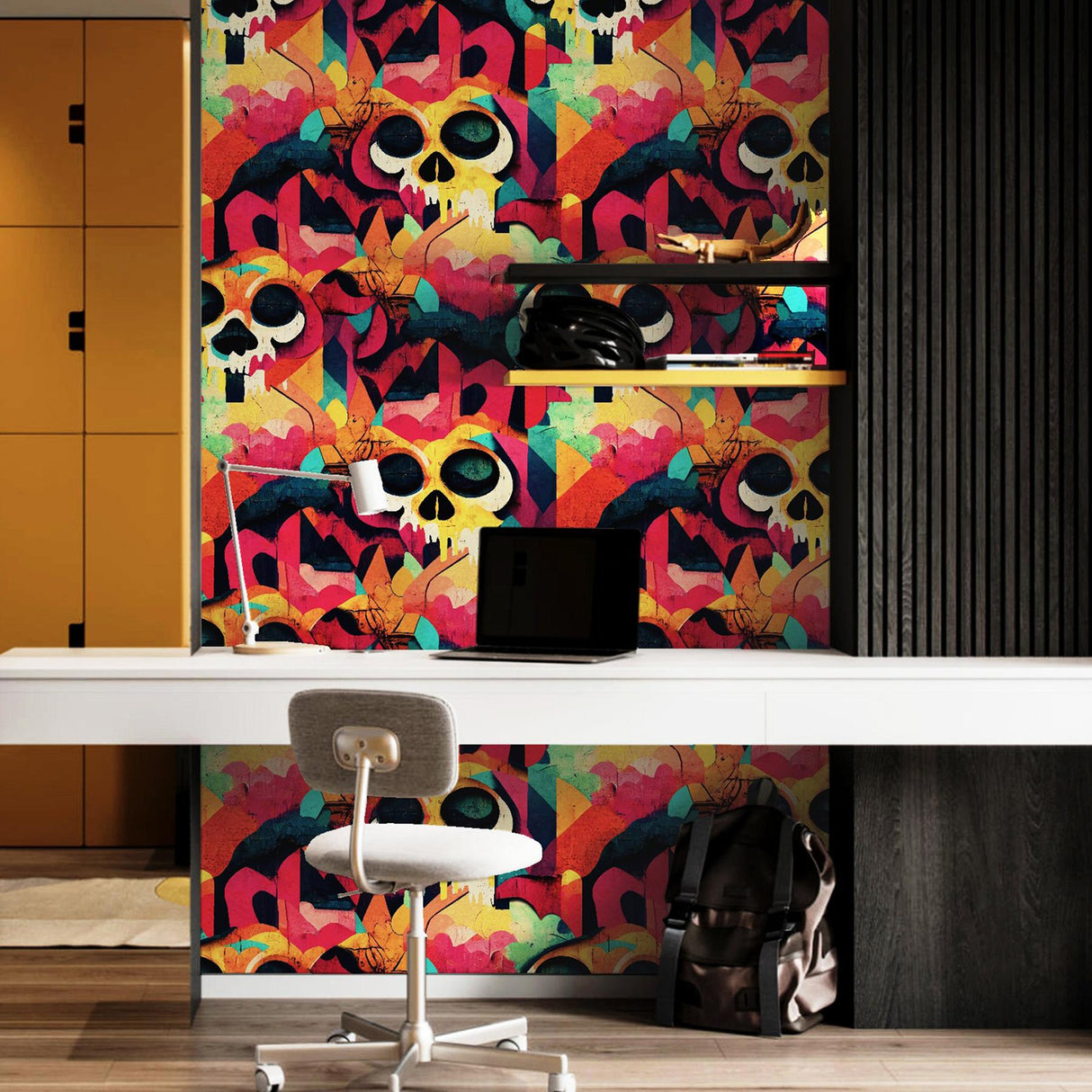 York Millicent Multicolor Skull Wallpaper