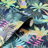 York Fonda Dark Green Jungle Party Wallpaper