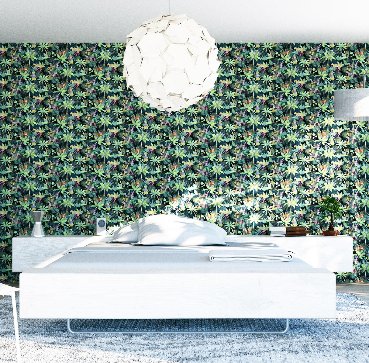 York Fonda Dark Green Jungle Party Wallpaper