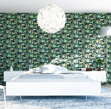 York Fonda Dark Green Jungle Party Wallpaper