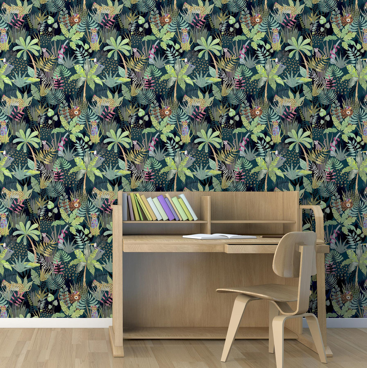 York Fonda Dark Green Jungle Party Wallpaper