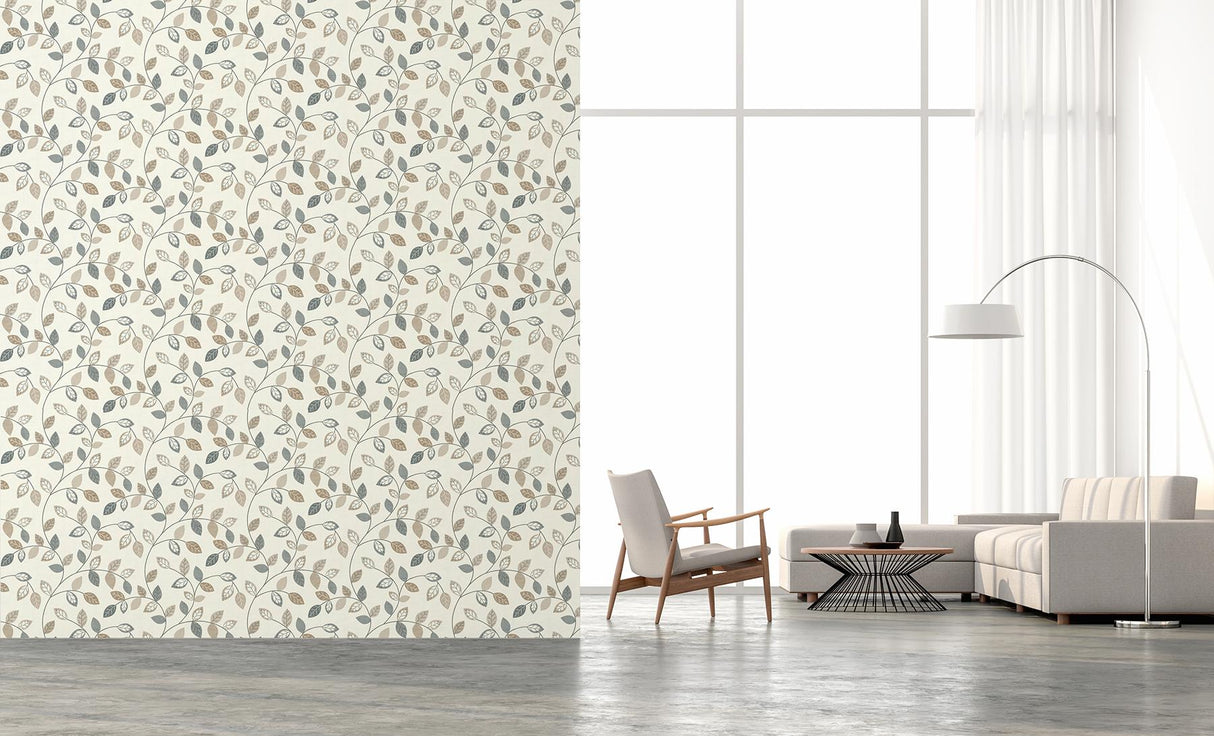 York Sylvie Neutral Leaf Trail Wallpaper