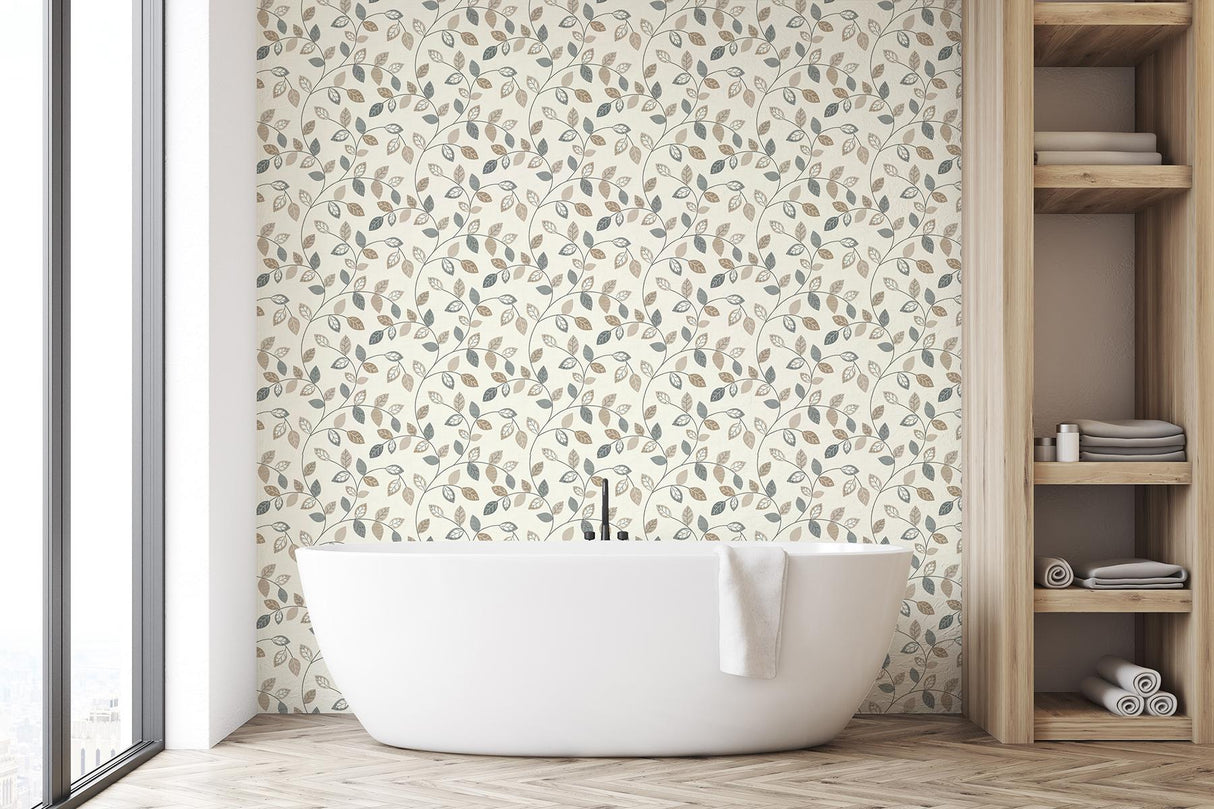 York Sylvie Neutral Leaf Trail Wallpaper
