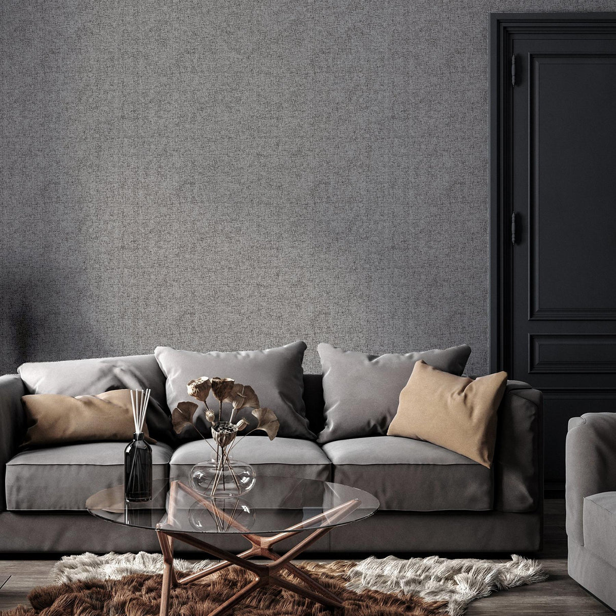 York Leland Charcoal Woven Wallpaper