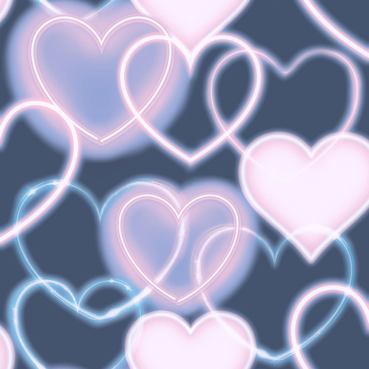 York Effie Navy Neon Heart Wallpaper