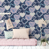 York Effie Navy Neon Heart Wallpaper