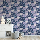 York Effie Navy Neon Heart Wallpaper