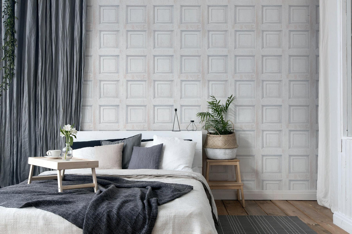 York Willard Off-White Wood Panel Wallpaper