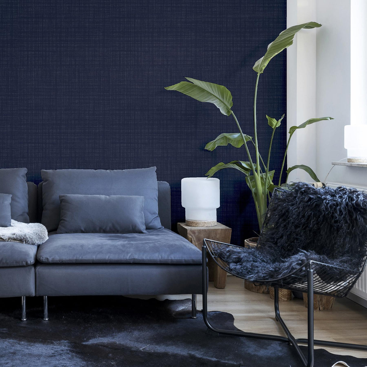 York Rafe Navy Woven Texture Wallpaper