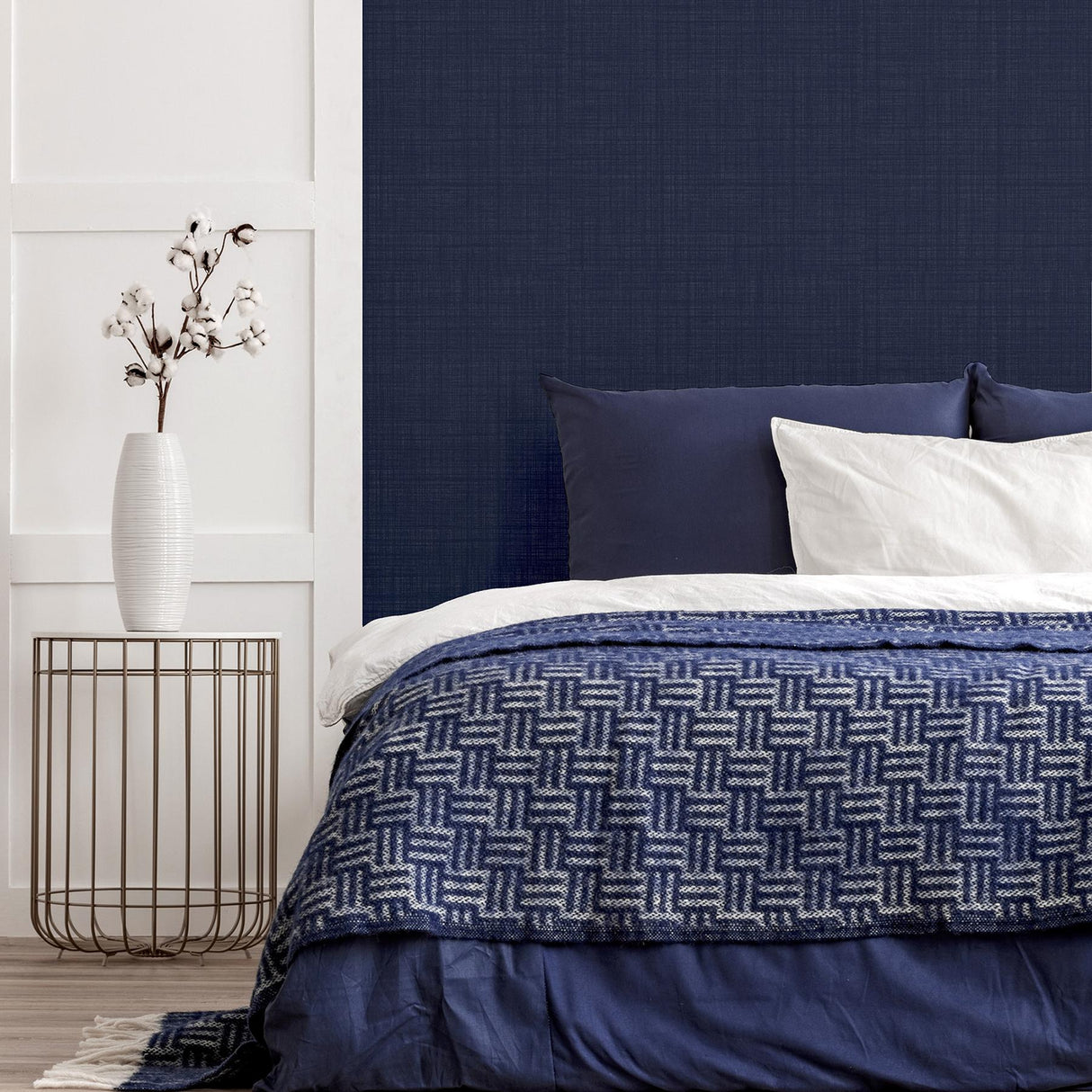 York Rafe Navy Woven Texture Wallpaper