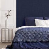 York Rafe Navy Woven Texture Wallpaper
