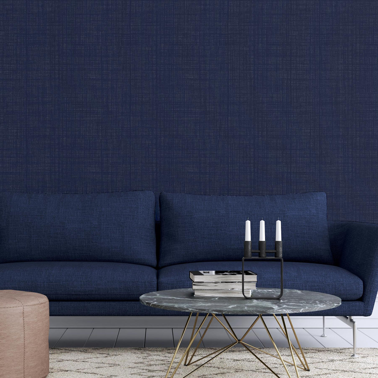 York Rafe Navy Woven Texture Wallpaper