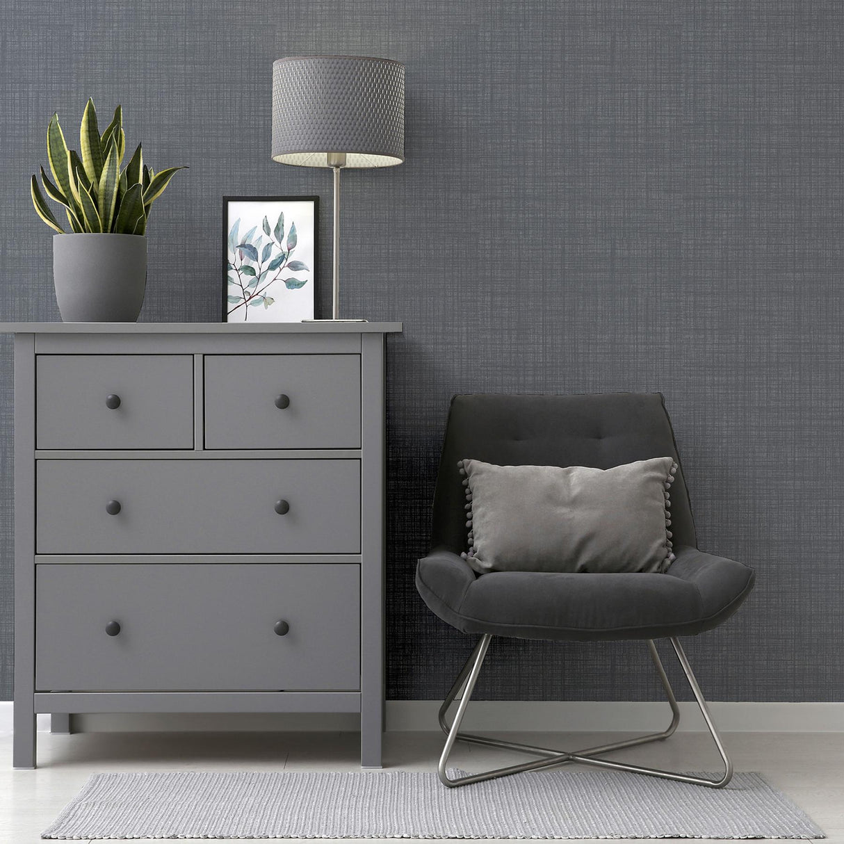 York Rafe Grey Woven Texture Wallpaper