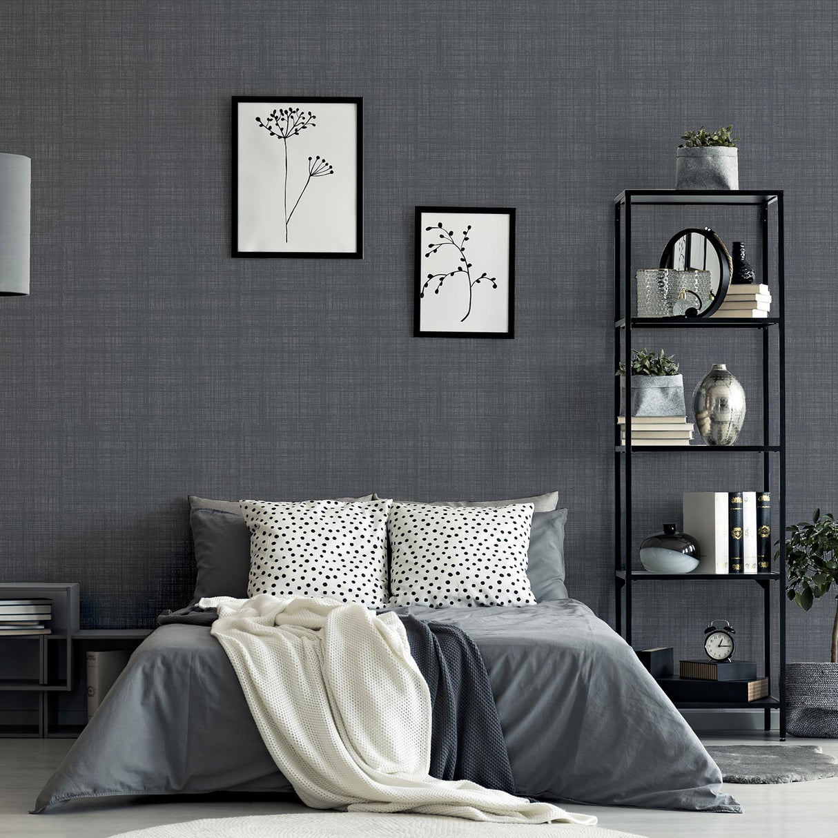 York Rafe Grey Woven Texture Wallpaper