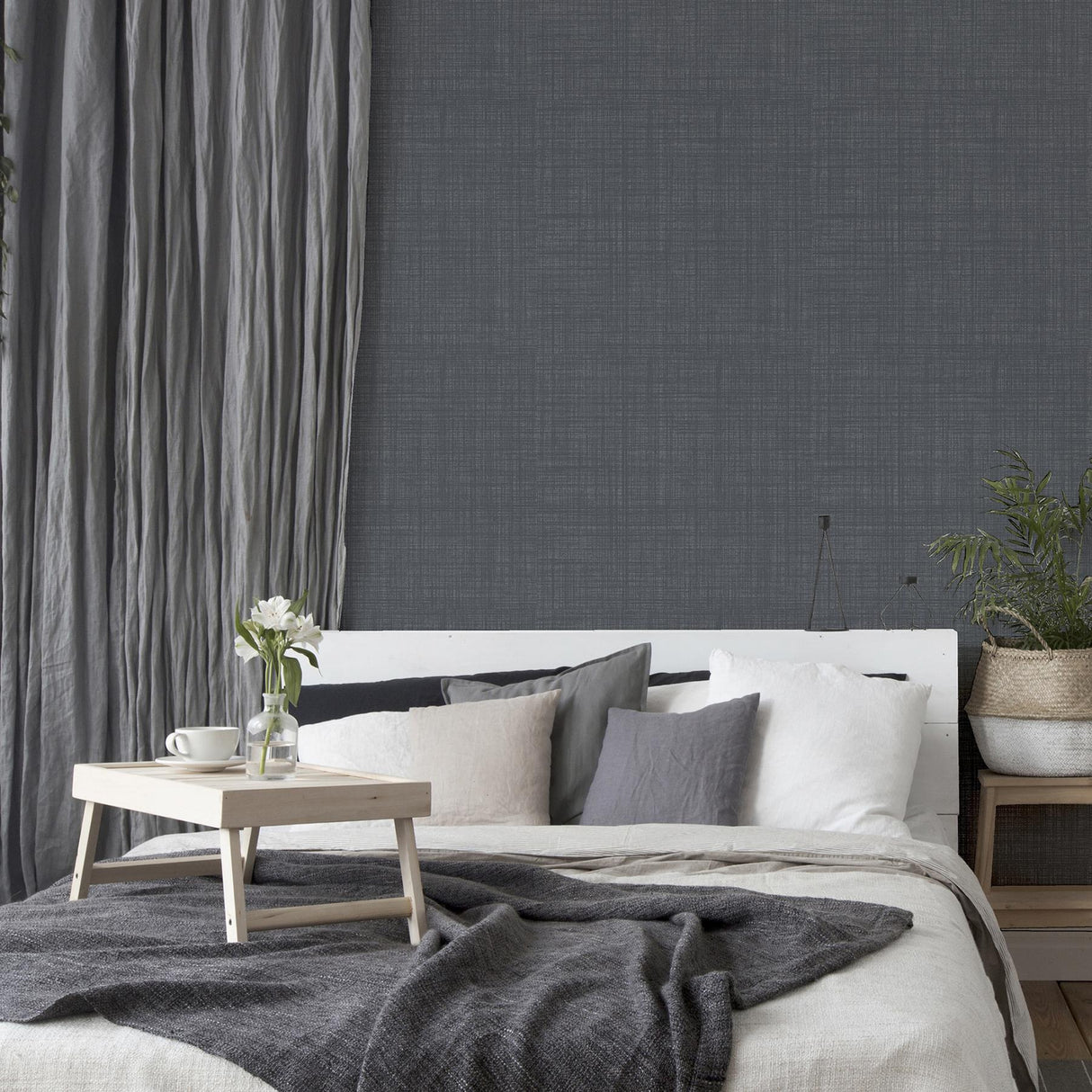 York Rafe Grey Woven Texture Wallpaper