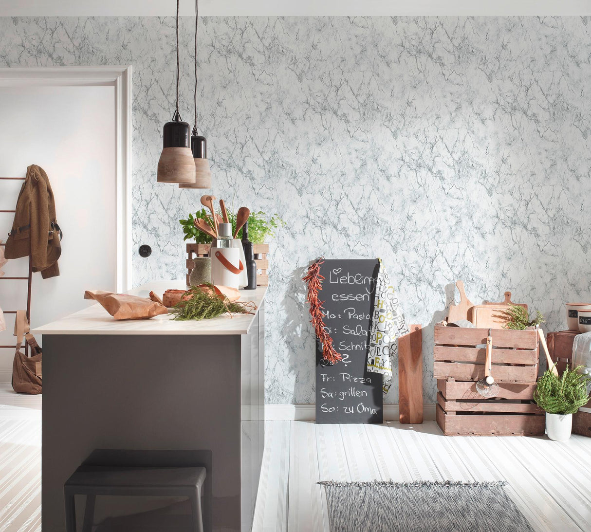 York Makrana Grey Marble Wallpaper