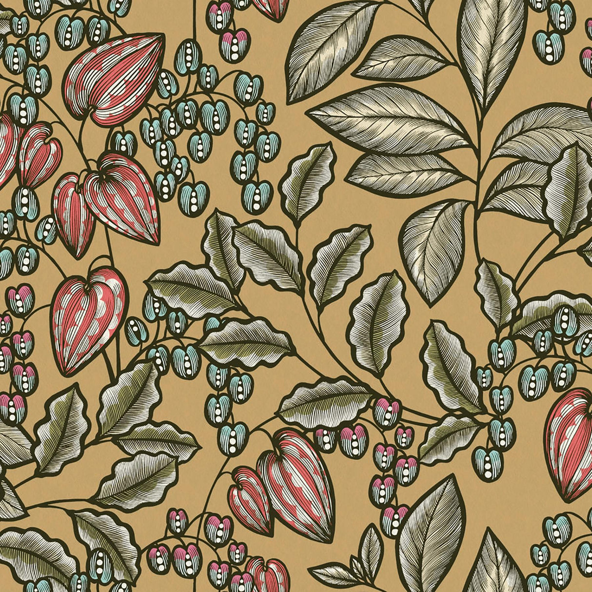 York Leif Mustard Vine Trail Wallpaper